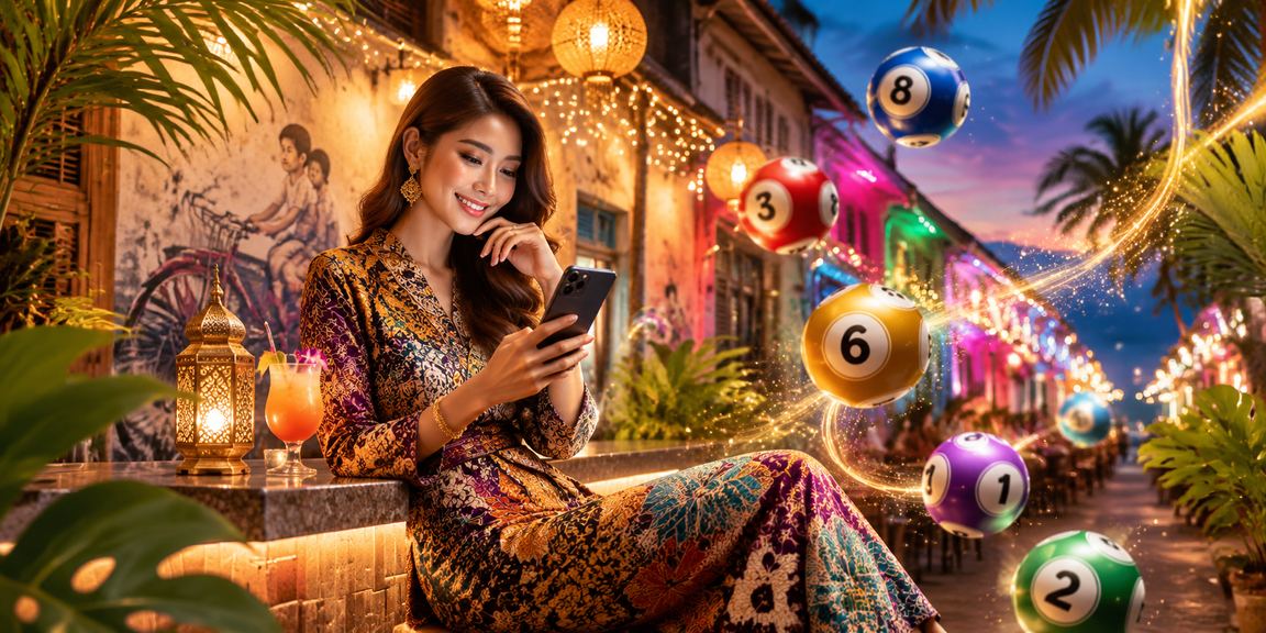 Pengguna menyertai cabutan loteri dalam talian menggunakan telefon di Penang Malaysia